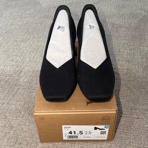 Megan Black Knit Square-Toe Flats by VIVAIA